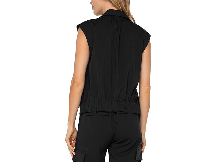 Sleeveless Cropped Shirt With Elastic at Waist - Image 1