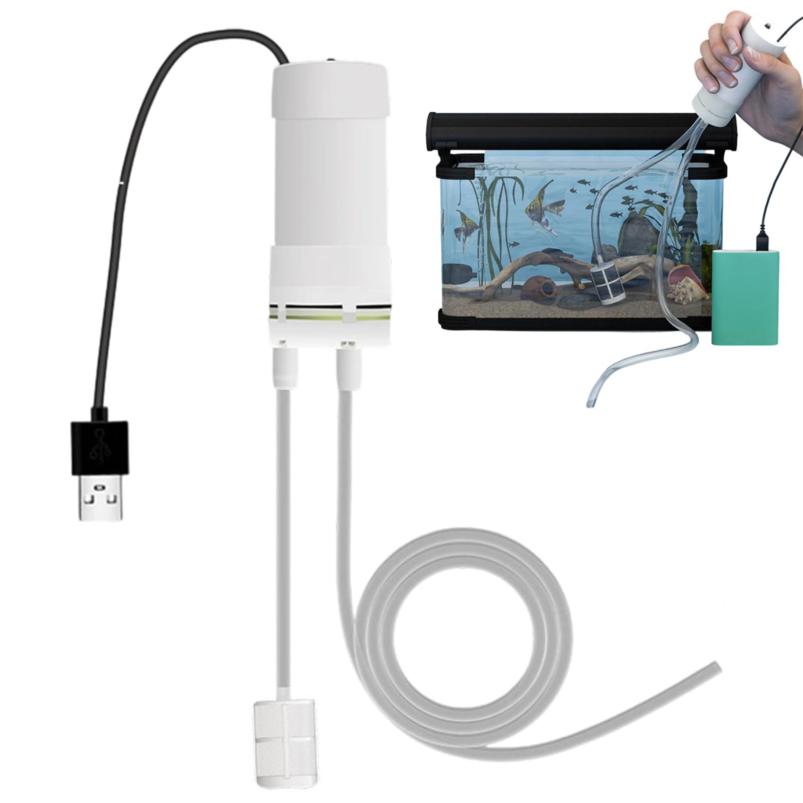 Kixolazr Water Siphon Pump | Self-Priming Electric Siphon,Portable USB Pump - for Aquarium Pond Sink Irrigation Pool Garden Basement RV Outdoor
