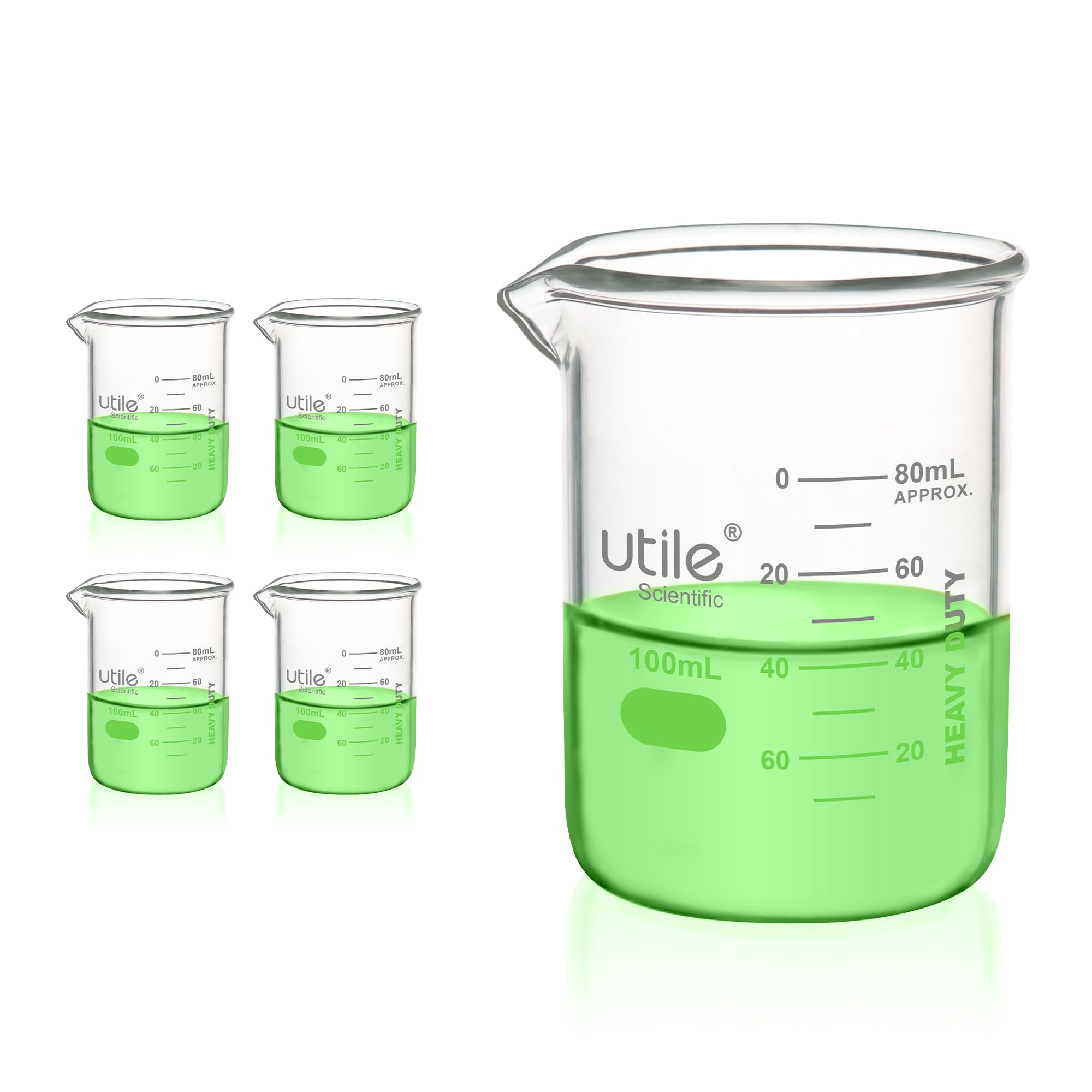 Utile Beaker Set, Low Form Glass Beakers, 3 Sizes of Vol.50ml 100ml 250ml, 3.3 Borosilicate Glass with Double Scale Printed Graduation, 4099.0004.1 — Amazon image 13