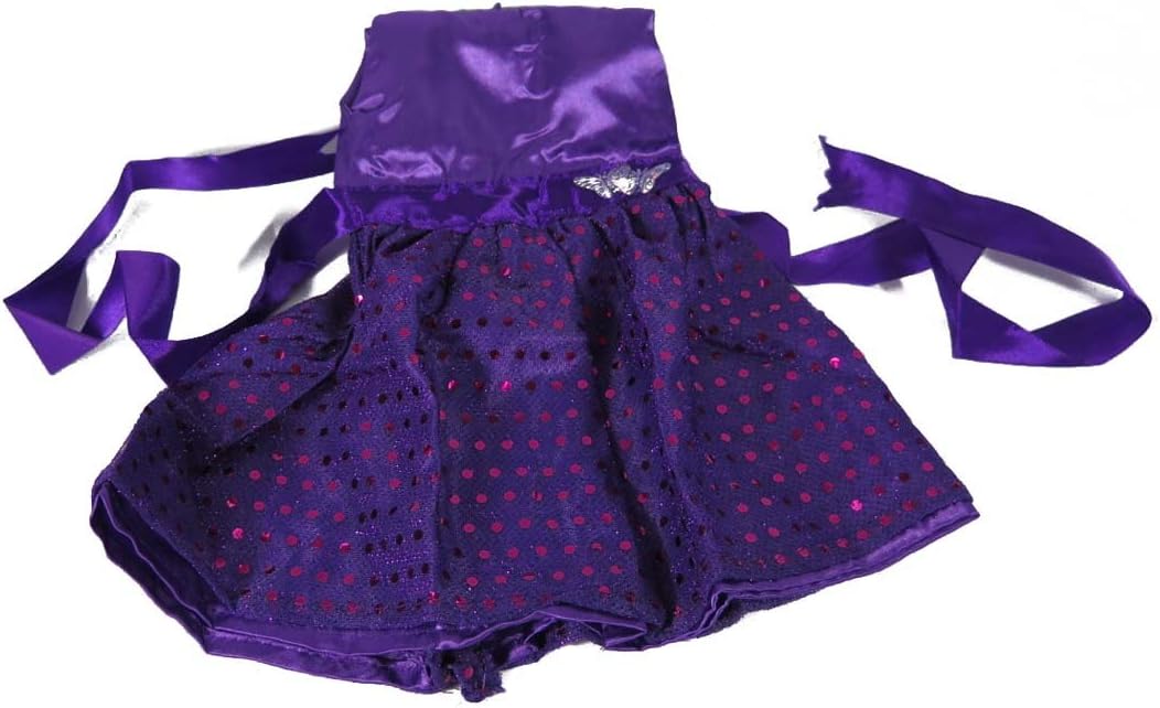 18 Inch Doll Clothes Doll Accessories - Beautiful Purple Dress with Dots Outfit Fits 18 inch Gril Dolls ZK07