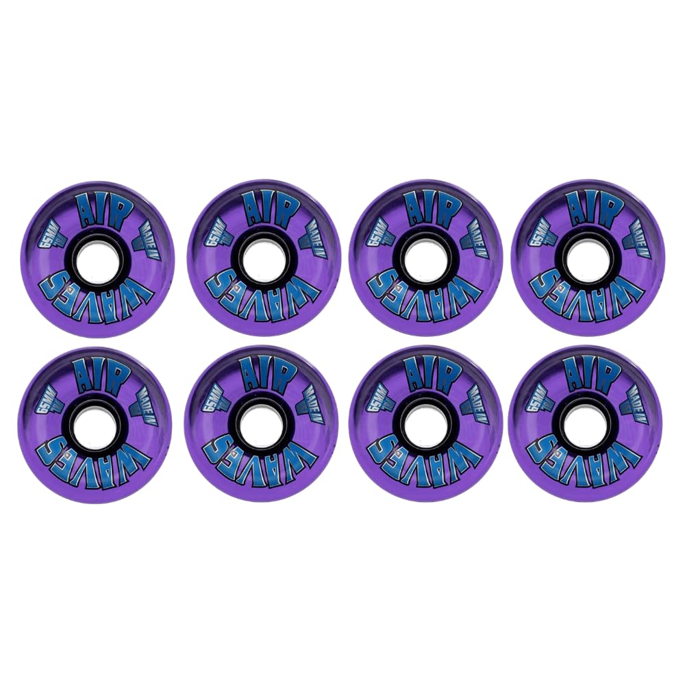 Willies Air Waves Quad Skate Wheel, Clear, 65mm, 78A (8, Clear Purple)