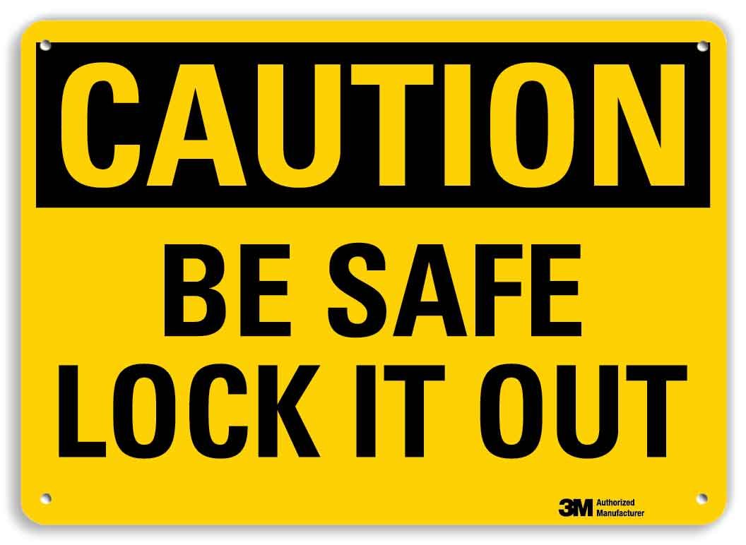 Smartsign U4-1075-RA_14X10"Caution BE Safe Lock IT Out" Reflective Recycled Aluminum Sign, 14" x 10"