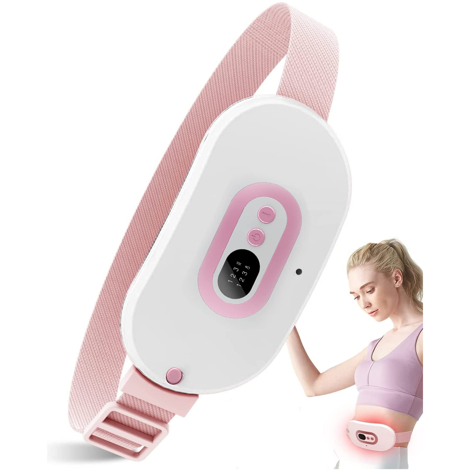 Excefore Period Heating Pad for Cramps-Portable Cordless Vibrating Menstrual Heating Pads, Electric Small USB Heat Pad, Waist Belt Wearable Period Pain Simulator for Cramp/Back Pain Relief