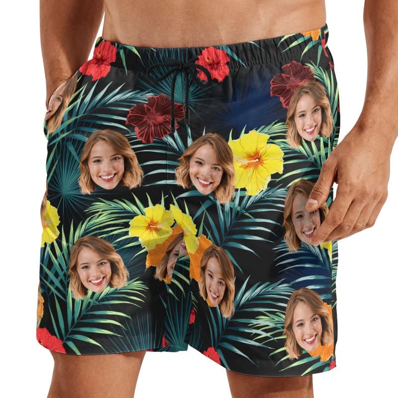 Custom Photo Swim Shorts with Faces Personalized Gifts for Mens Swim Trunks Customized Photo Beach Board Short2