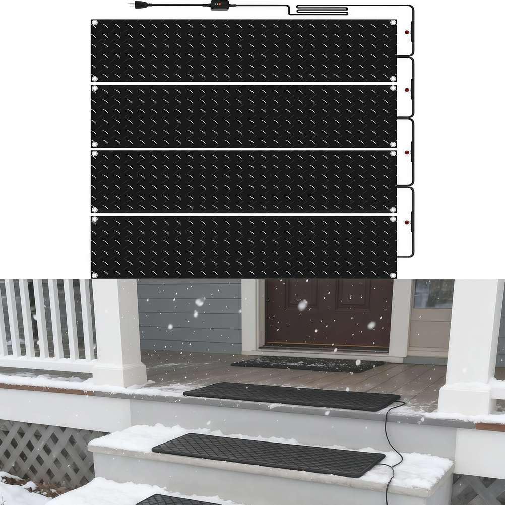 Tapis Chauffants De DéNeigement ExtéRieur, Tapis Chauffant AntidéRapant avec Cordon d'alimentation, Fait Fondre La Neige Et La Glace Jusqu'à 7,6 Cm/H