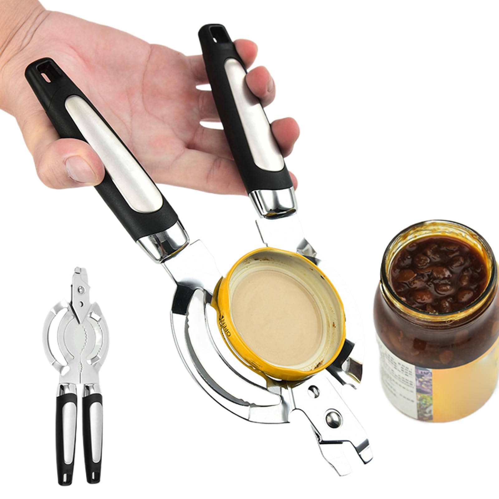 Apribarattoli Multifunzionale Manuale In Acciaio Inossidabile Ergonomico | Apribarattoli Domestico Impugnatura Antiscivolo Facile Svitamento Per Cucina Armadio Casa Sala Da Pranzo Acqua Birra Bibi