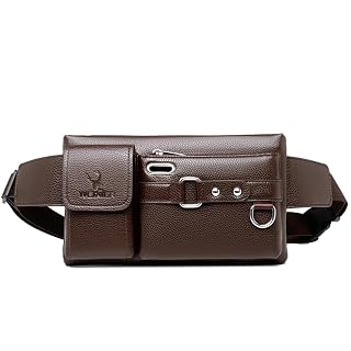 8117 Fanny Pack Waist Bag Multifunction Leather Hip Bum Bag Travel Pouch for Men and Women- Multiple Pockets Ideal for Hiking Running and Cycling (Black)
