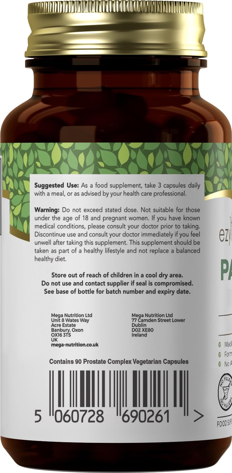 Ezyleaf Prostata Formula | Integratori Prostata Alta Potenza per Uomini | 90 Capsule di Ortica con Beta Sitosterolo, Zinco, Semi di Zucca, Boswellia Serrata e Altro | Prodotto nel Regno Unito