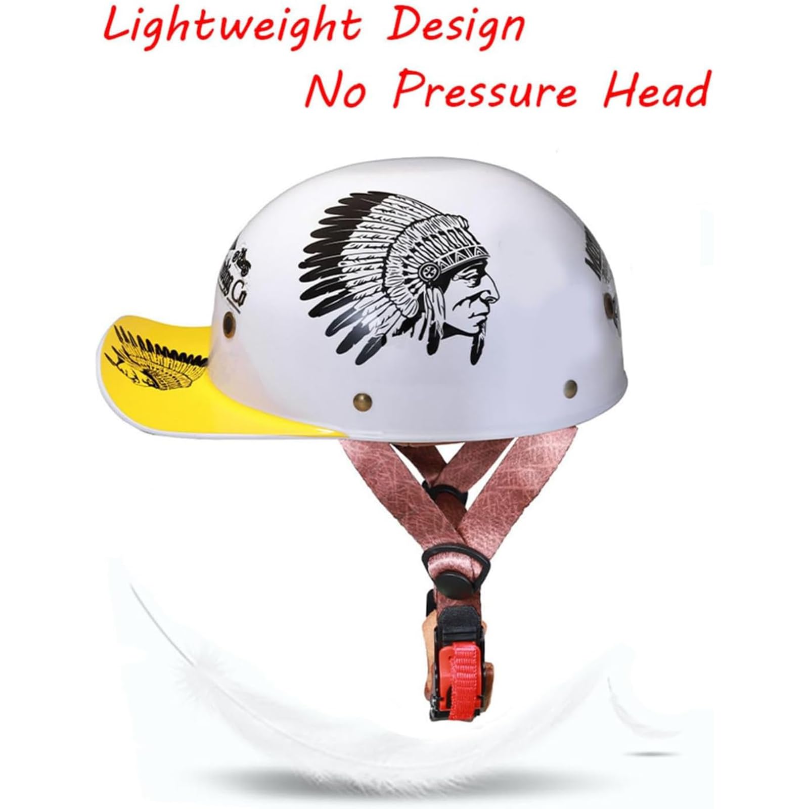 Vintage Duitse Stijl Motorhelm Voor Mannen En Vrouwen, ECE Goedgekeurde Skull Cap Motorfiets Halve Helm Half Gezicht Fiets Scooter ATV UTV Skateboard Helm C,XXL=61-62cm