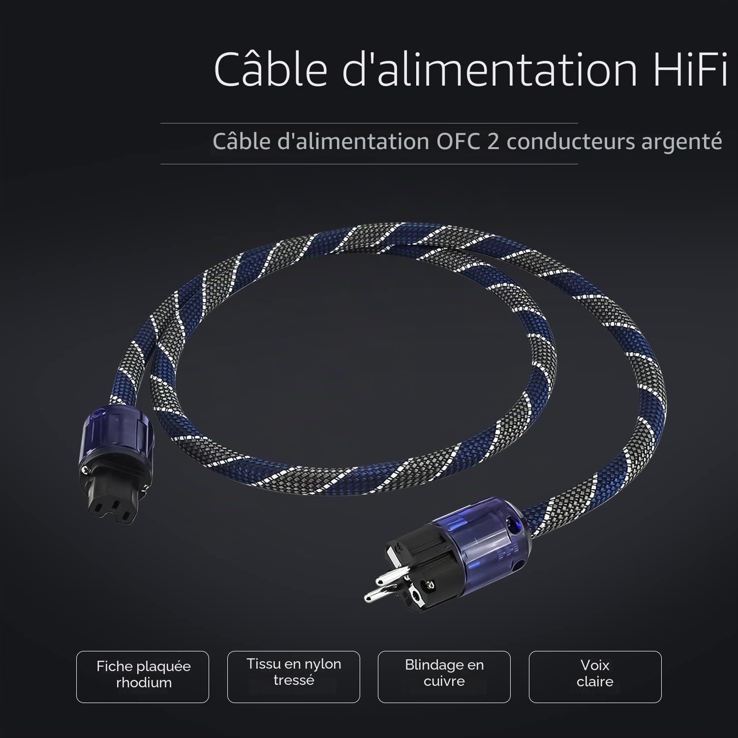 Tertullus Câble d'alimentation HiFi High End C15 câble d'alimentation audio HiFi avec prise Schuko et connecteur de dispositif froid (P037, rouge gris bleuté, 2 m)