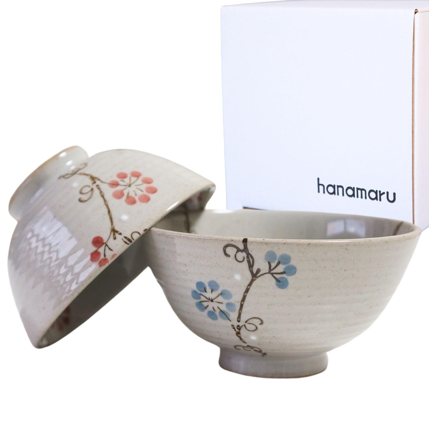 Arita Ware Meoto Rice Bowl Pair with Wooden Stand