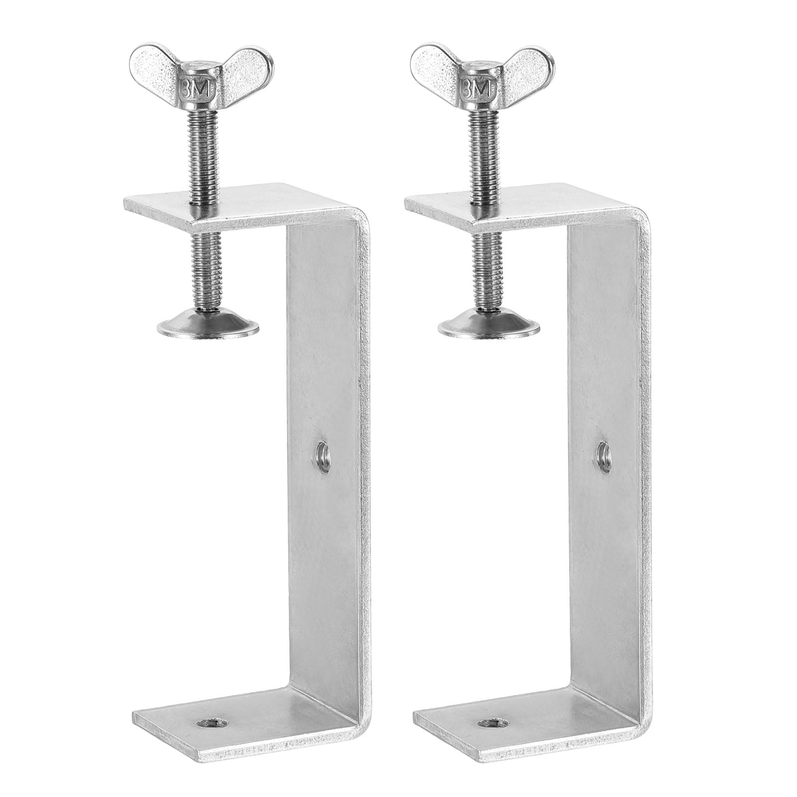 sourcing map 2 Pcs 304 Stainless Steel C Clamps 130mm Square Mini Tiger Clamp Adjustable Heavy Duty Metal U Clip with Press Screw for Woodworking Welding Mounting, Silver