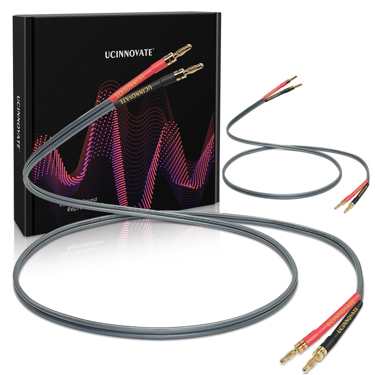 2 Pack 12AWG 4m High-End HiFi OFC Speaker Cable with Banana Plugs, 1 Pair Bi-Wire Cold Welding Oxygen Free Copper Speaker Wire Cable with 4mm Gold Plated Banana Plugs for Audio Home Theater