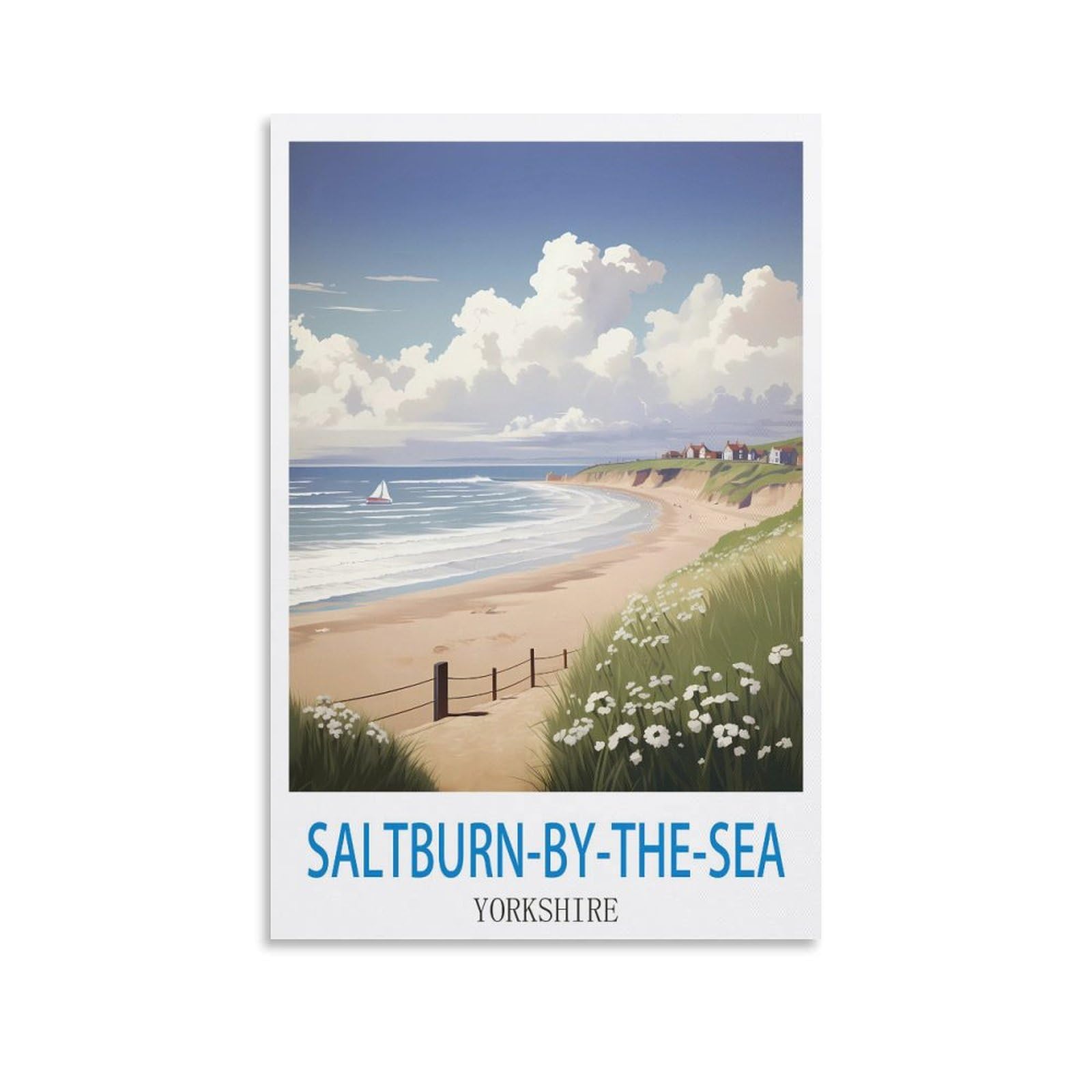 LNMNJESG Saltburn by The Sea Yorkshire Vintage Travel Poster 08x12inch(20x30cm) Canvas Painting Wall Art, Wall Decor Pictures Prints for Living Room Bedroom