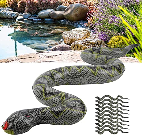 REZELADA Inflatable Snakes for Pool, 10 PCS Realistic Inflatable False Snake, Floats Blow Up Snakes Black Mamba Snake Toys for Squirrels, Mice, Prank Stuff, Halloween Decorations