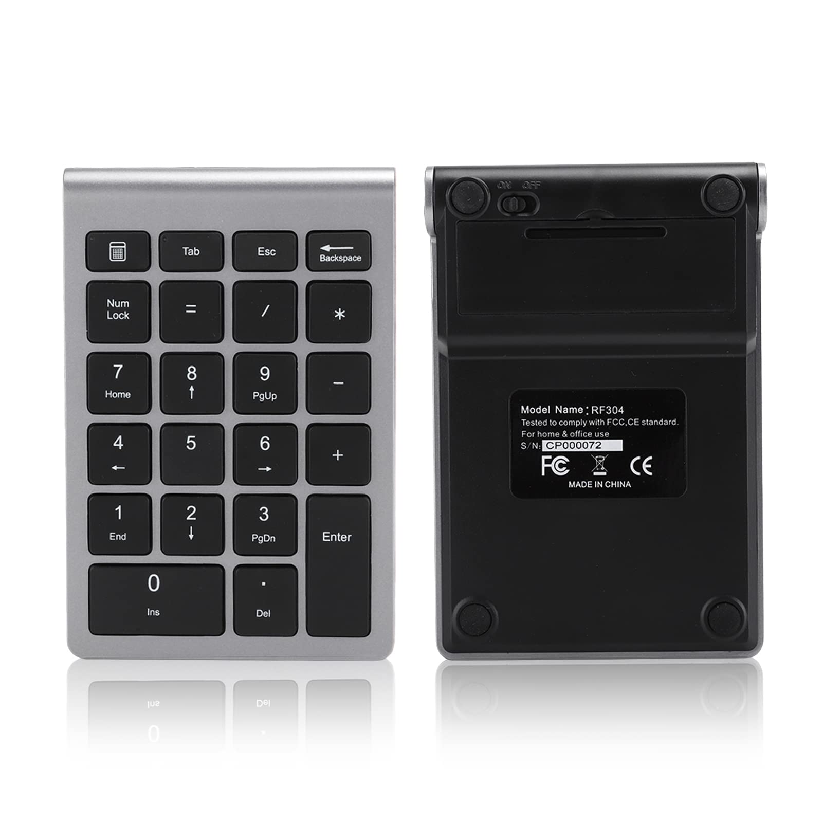 Zunate Tastierino numerico senza fili, tastierino numerico a 22 tasti con ricevitore USB, tastiera portatile da 2,4 g per numeri di contabilità finanziaria, per notebook, laptop (ferro grigio)