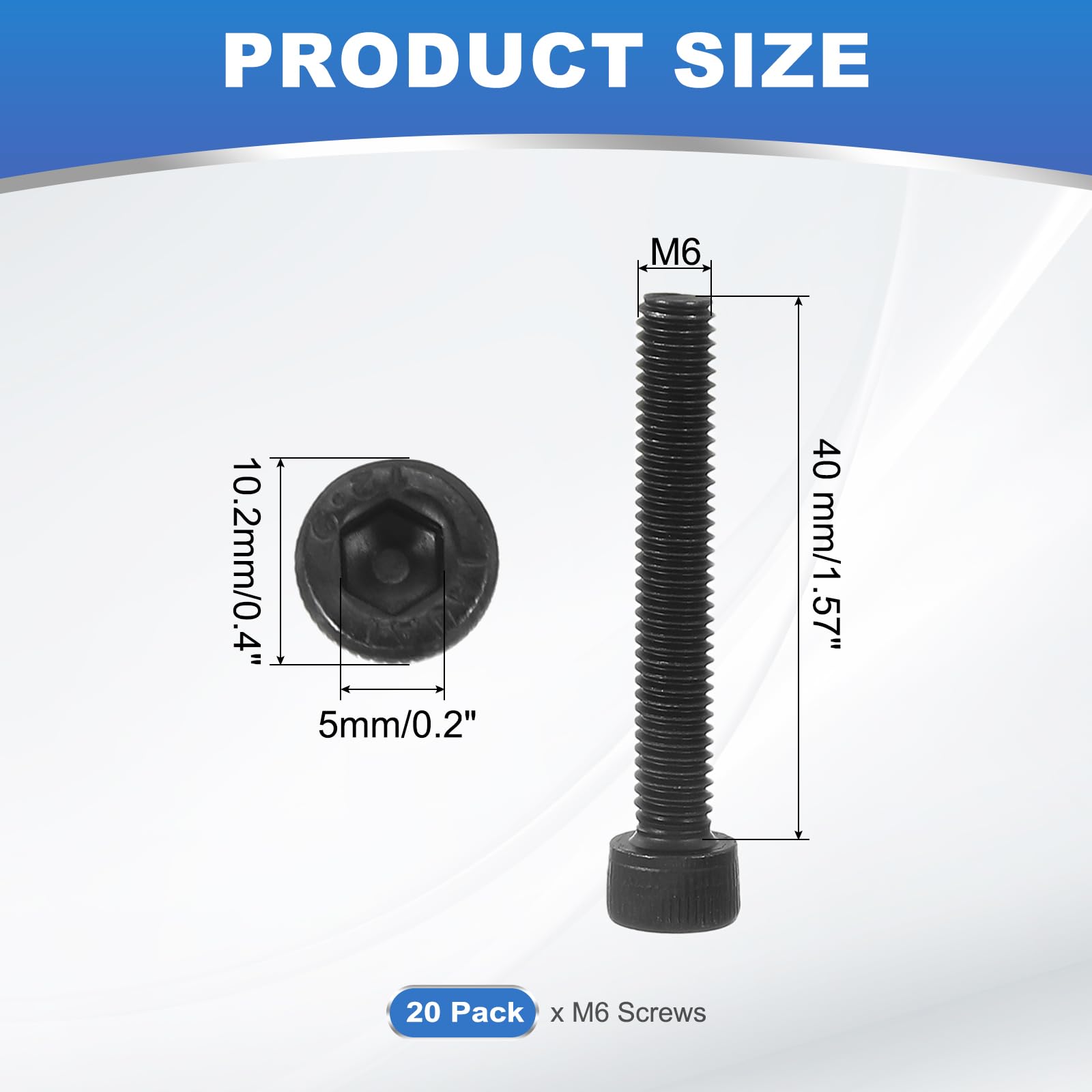 PATIKIL M6 x 40mm Hex Socket Head Screws Cap Bolt - Image 2