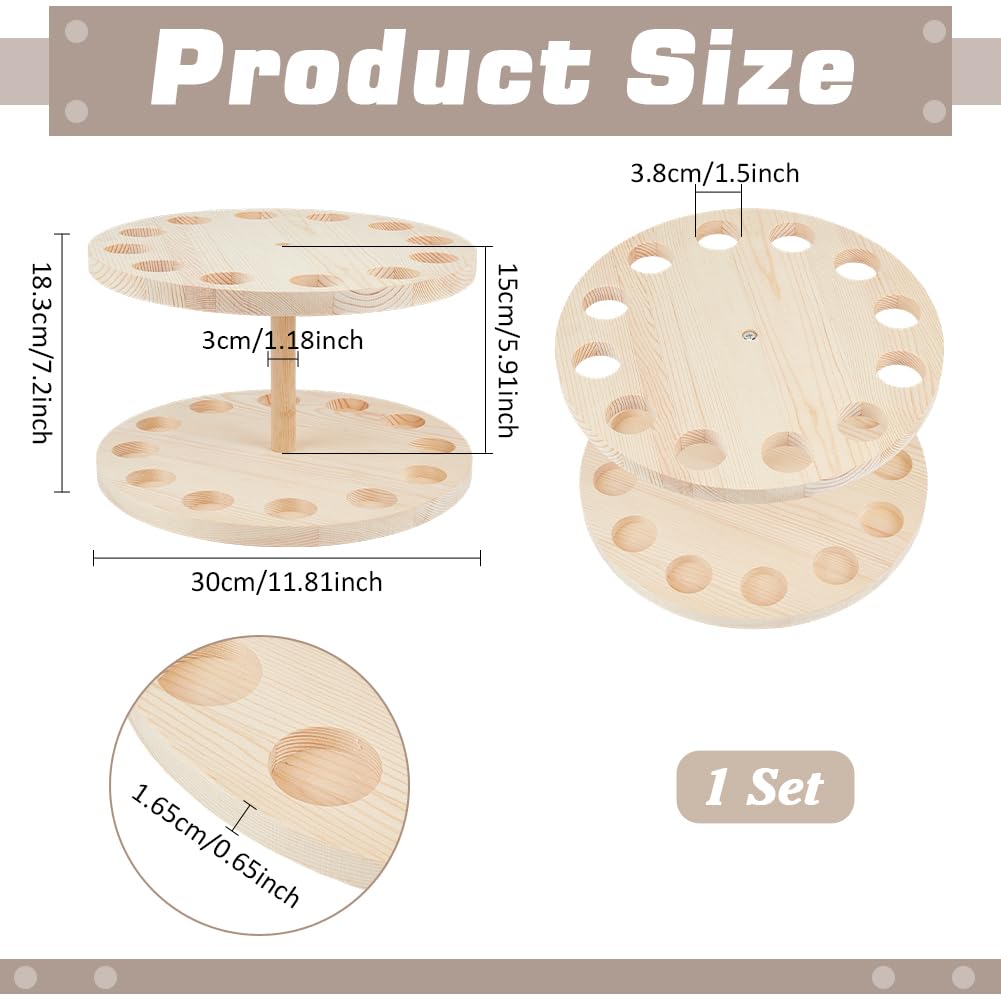 PH PandaHall Supporto per canne da pesca in legno, 12 fori estesi da 38 mm, espositore rotondo in legno per canne da pesca, ideale per garage, casa o stoccaggio, 1 pezzo, 30 x 18,3 cm