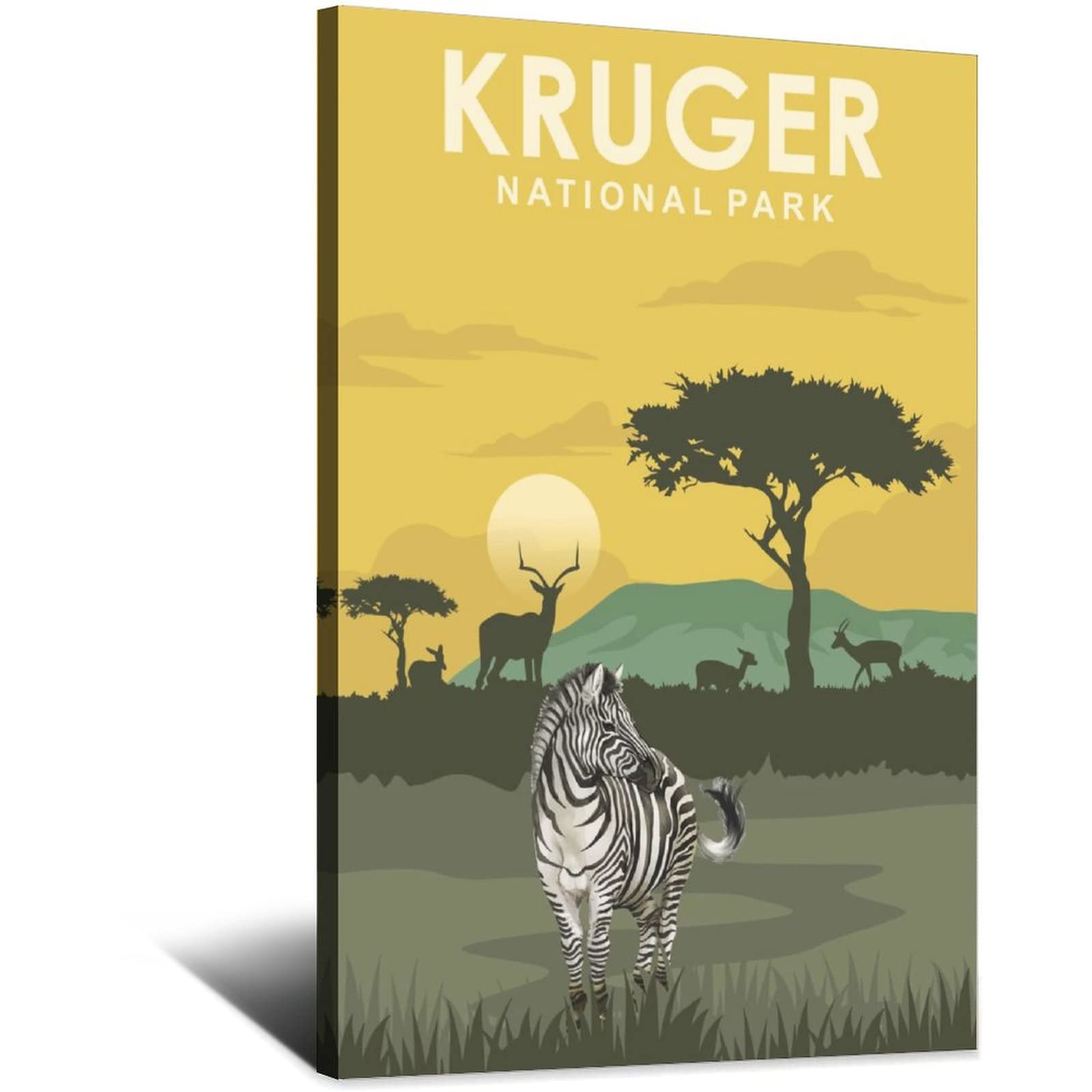 Póster de viaje del Parque Nacional Kruger de la vendimia de Sudáfrica Puesta de sol decorativo Carteles de la lona del dormitorio moderno Art Poster Pintura Carteles Decoración de la pared regalo