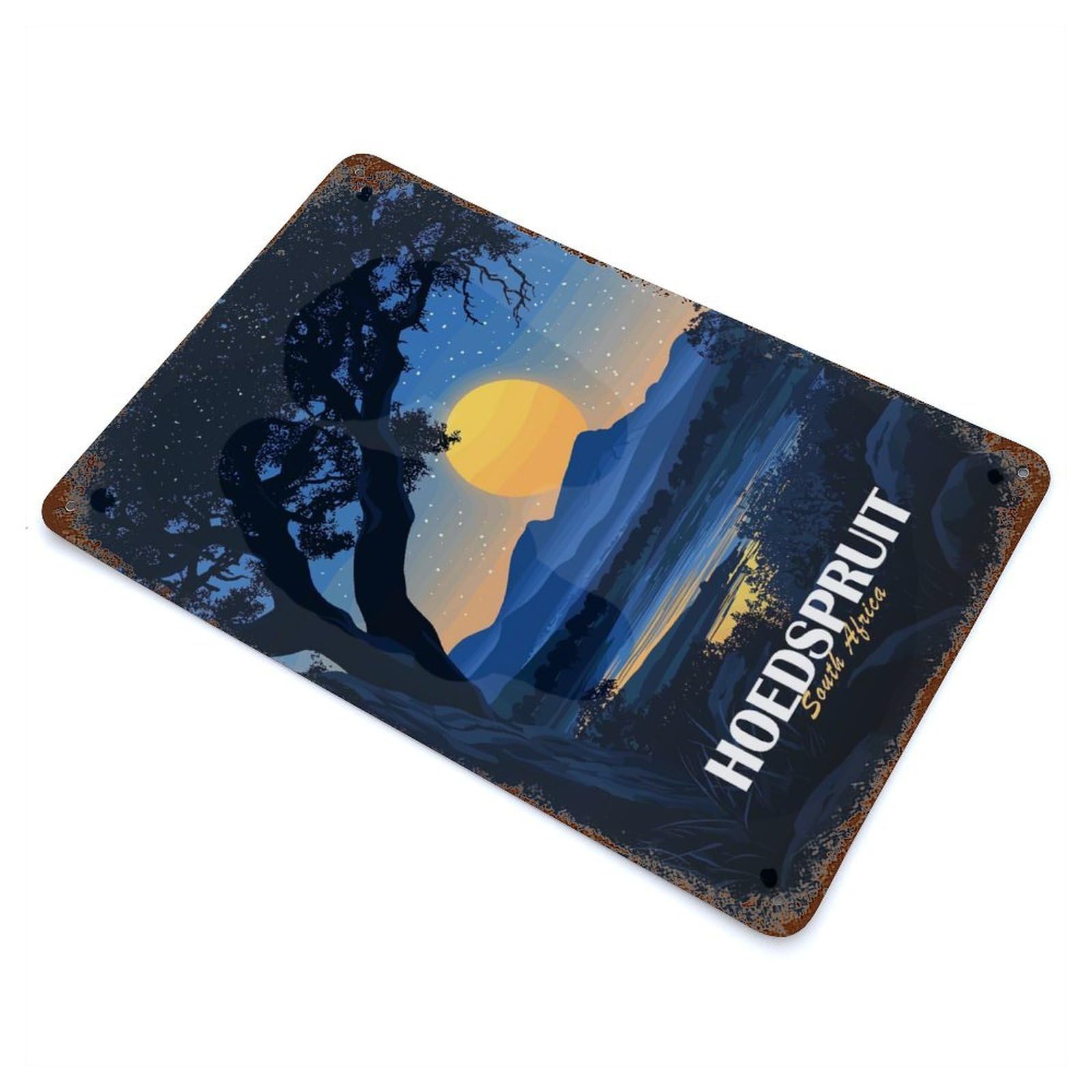 Hoedspruit South Africa Landscape Art Rustic Tin Plaque 11.8"x7.9", Ideal for Shed, Workshop And Garage Wall Decor