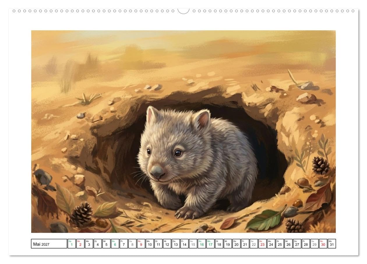 Wombats - Kurze Beine, großes Herz (Wandkalender 2027 DIN A2 quer), CALVENDO Monatskalender: Australiens liebenswerte Beuteltiere beobachtet (CALVENDO Tiere)