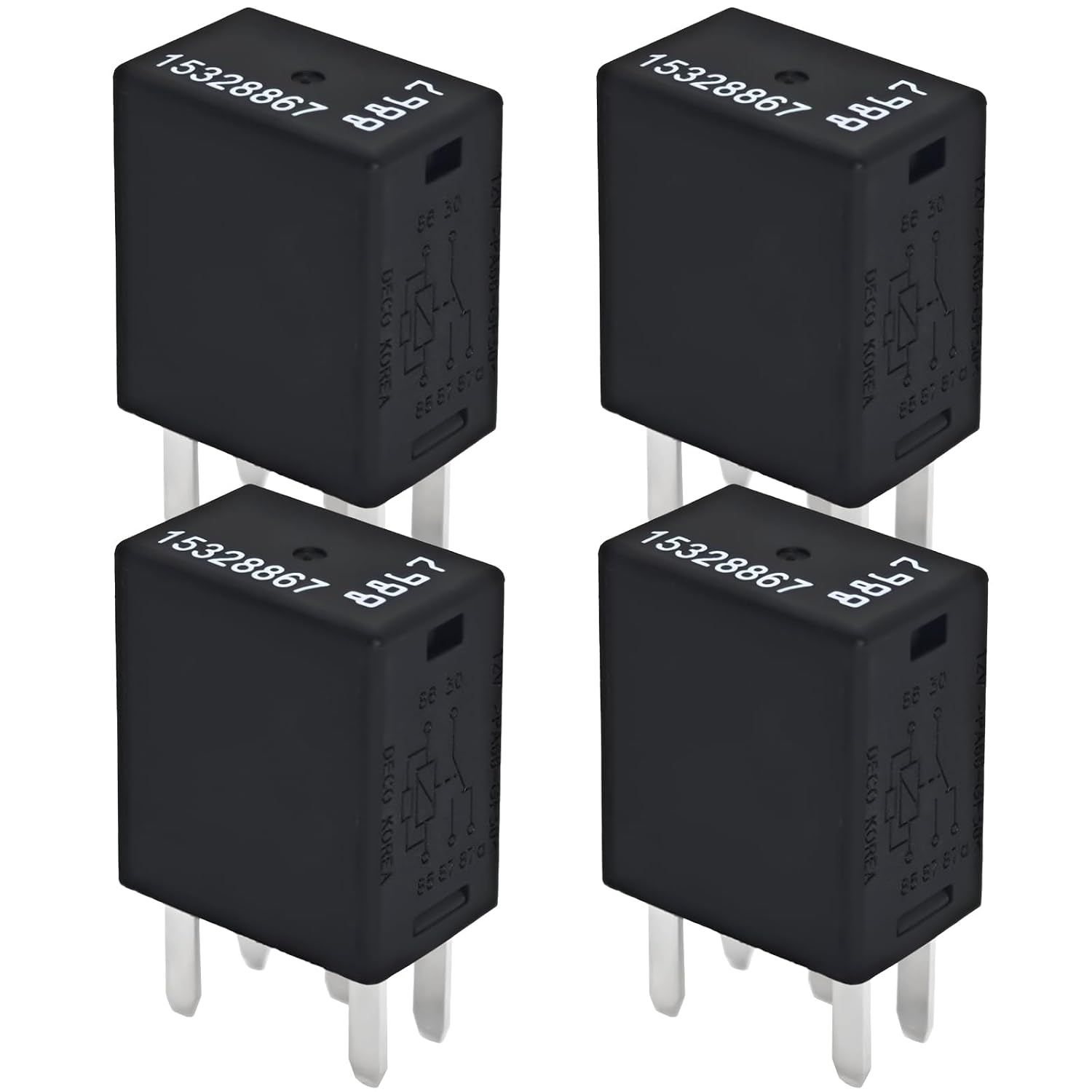Relay 15328867 (Pack of 4) – 12VDC 5-Pin SPDT Automotive Relay for GM Vehicles - OEM Replacement for Buick, Cadillac, Chevrolet, GMC