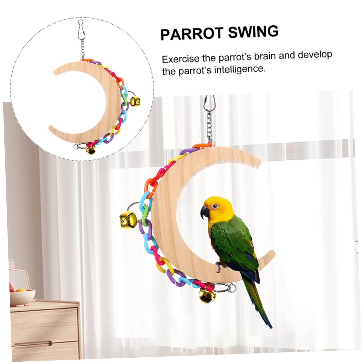 KESYOO 2Pcs Bird Swing Stand Moon Shape for Parrots and Parakeets Durable Design for Bird Training Supplies Easy to Install Bird Perch for Home Decoration