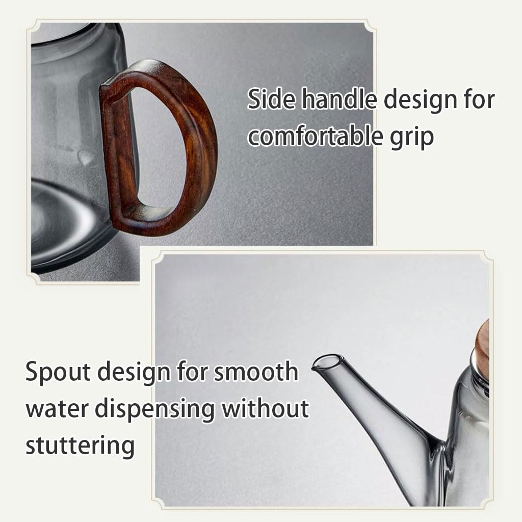 Home-Teekanne mit großem Fassungsvermögen und Seitengriff und Edelstahlsieb, Glas-Teebereiter für losen Teekessel, 900 ml/31,7 oz