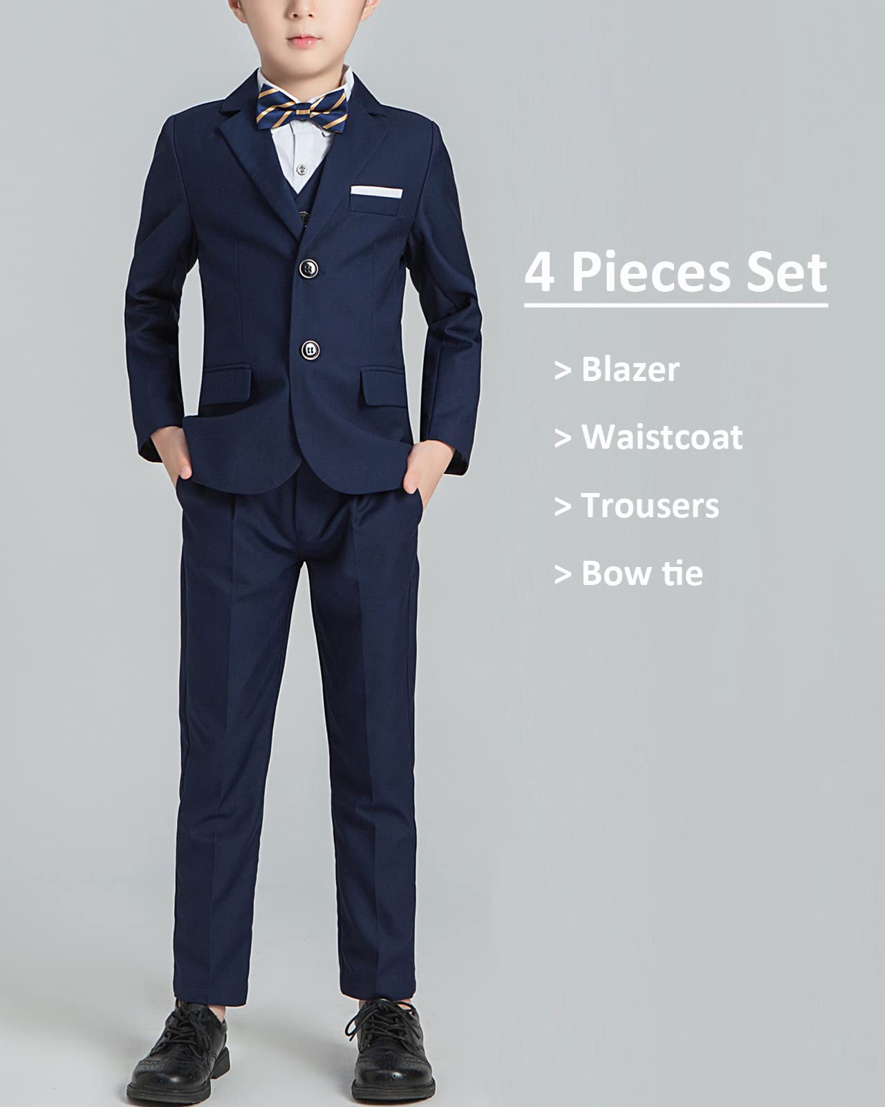 3/4/5 Piezas Conjunto de Traje para Niños Conjunto de Blazer y Pantalón, Elegantes Traje de Boda