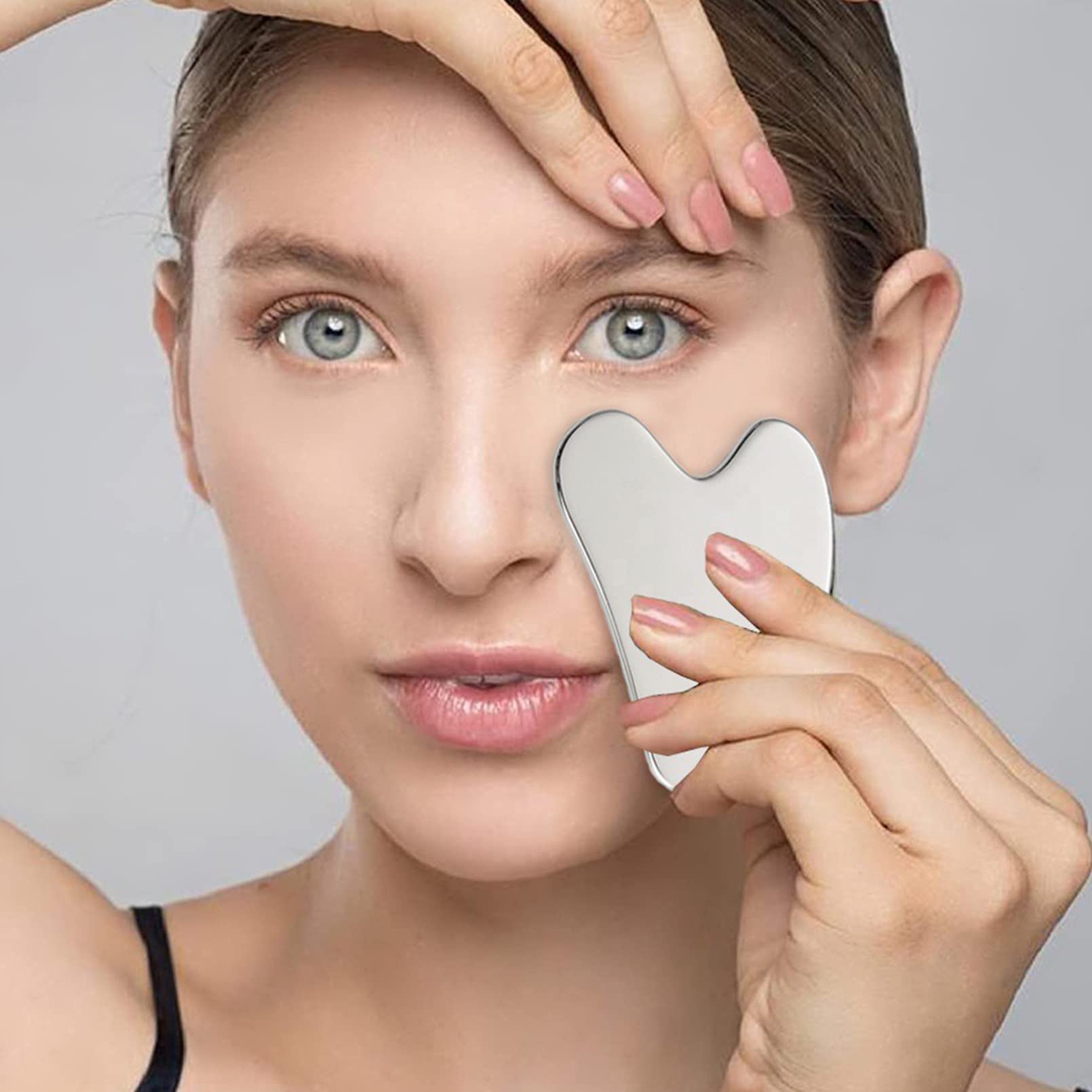 Gesichtsroller aus Edelstahl & Gua Sha
