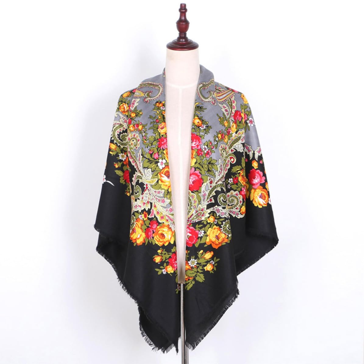 SEWACC 3 Piezas Bufanda de Algodón Ligera para Mujer Estampado Floral Estilo Ruso, Chal Versátil y Elegante para Outing, Diseño Clásico y Moderno