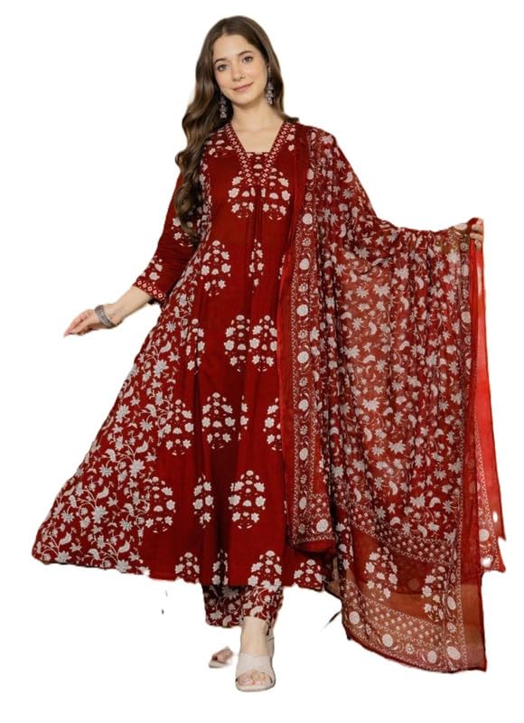 Women's Rayon Floral Printed Kurta with Pant and Dupatta Set-picture-26