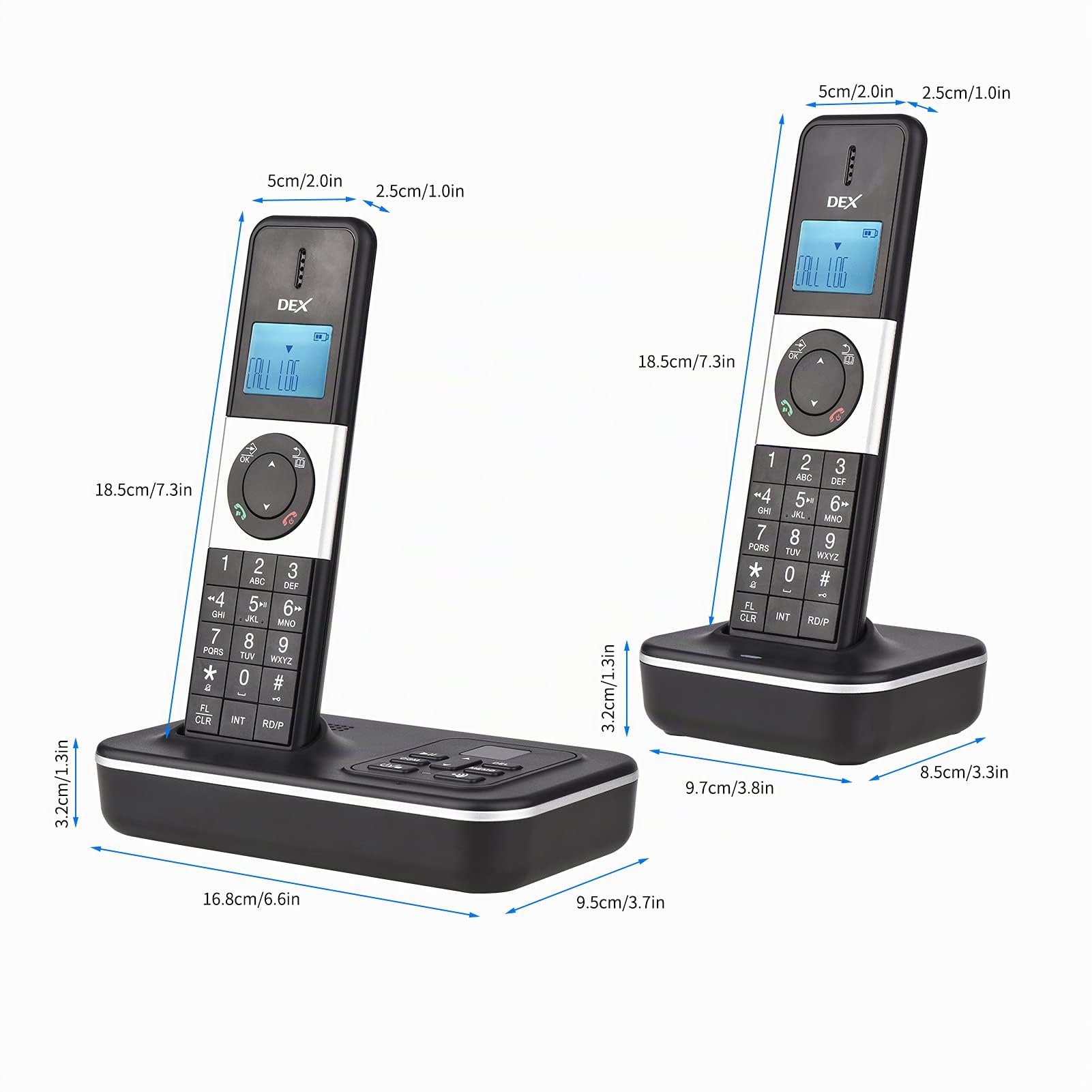 Teléfono Fijo Inalámbrico,D1002 Tam-T Teléfono Inalámbrico de 3 Auriculares con Contestador Automático Identificador de Llamadas/Llamada en Espera Pantalla LCD de 1,6 Pulgadas Pantalla