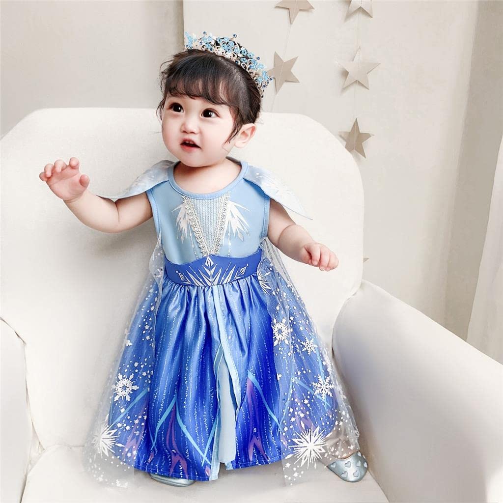 Lito Angels Vestito Costume da Regno di Ghiaccio 2 Principessa con Strascico e Accessori per Bambina, Blu
