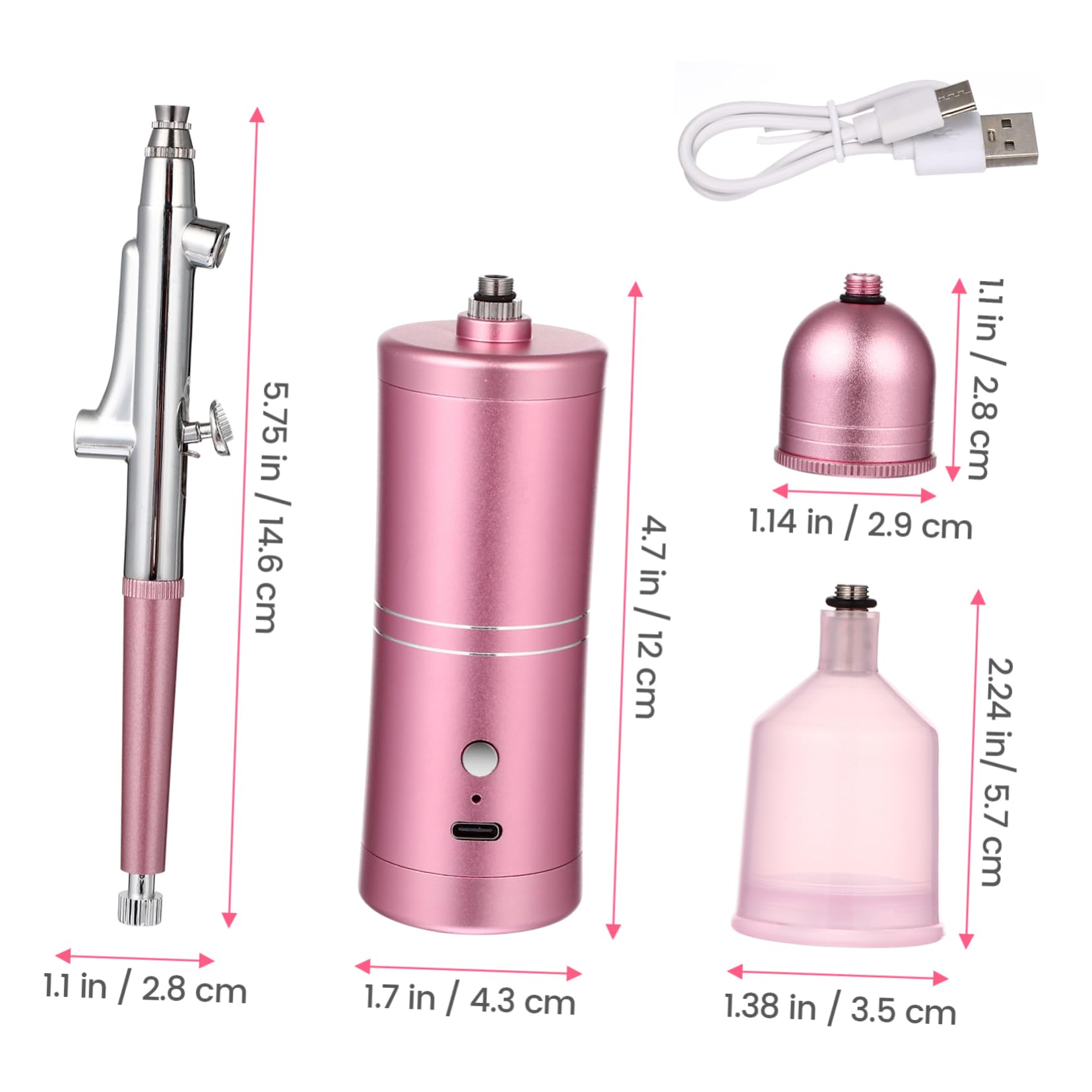 Kit Aérographe sans Fil Rose, Ensemble de Pulvérisation Portable