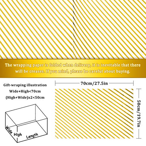 Whaline Gift Wrapping Paper Set 8 Sheet White Gold Wrapping Paper With 10 Pull Bows & 24 Yard Glitter Ribbon Star Dot Stripe Foil Decorative Art Paper For Birthday Christmas Valentine's Day #TOP2