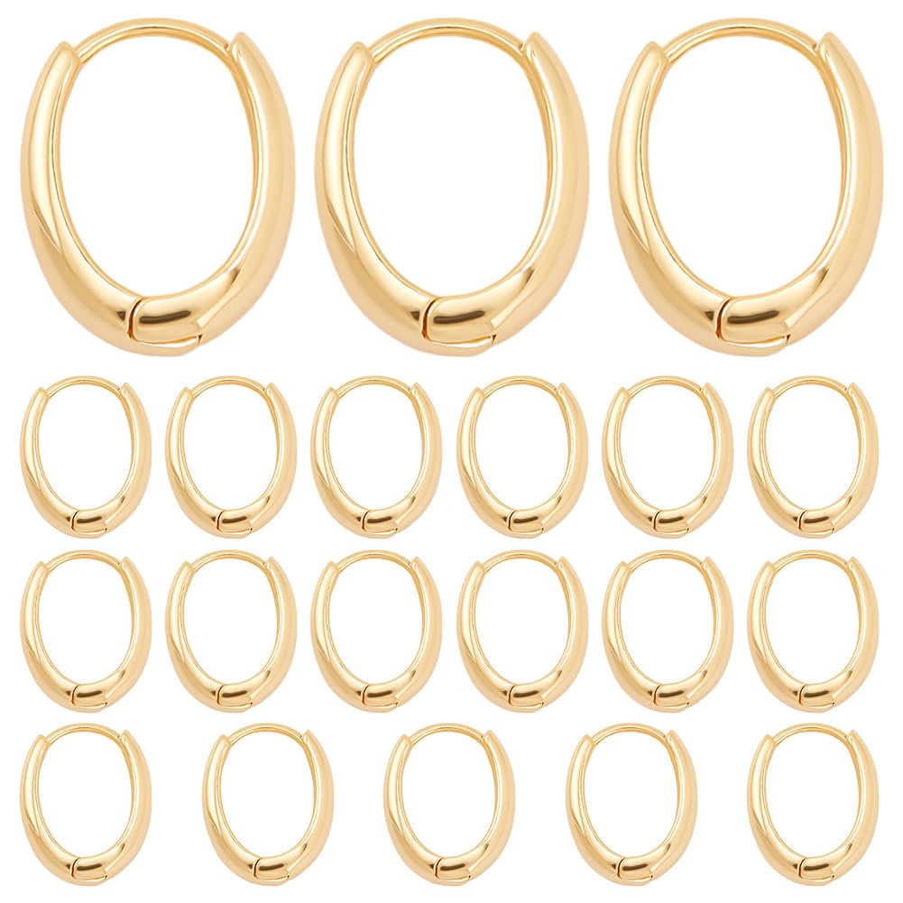 Créoles ovales en laiton plaqué or 18 carats avec fermoir à loquet pour fabrication bijouxDIY