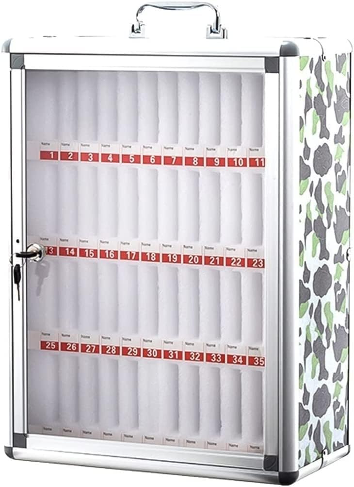 Cell Phone Lock Box 12/24/36/48/60 Slots Aluminum Alloy Phone Storage Cabinet Handle Phone Organizer for Classroom Factory Camp,12 (48)