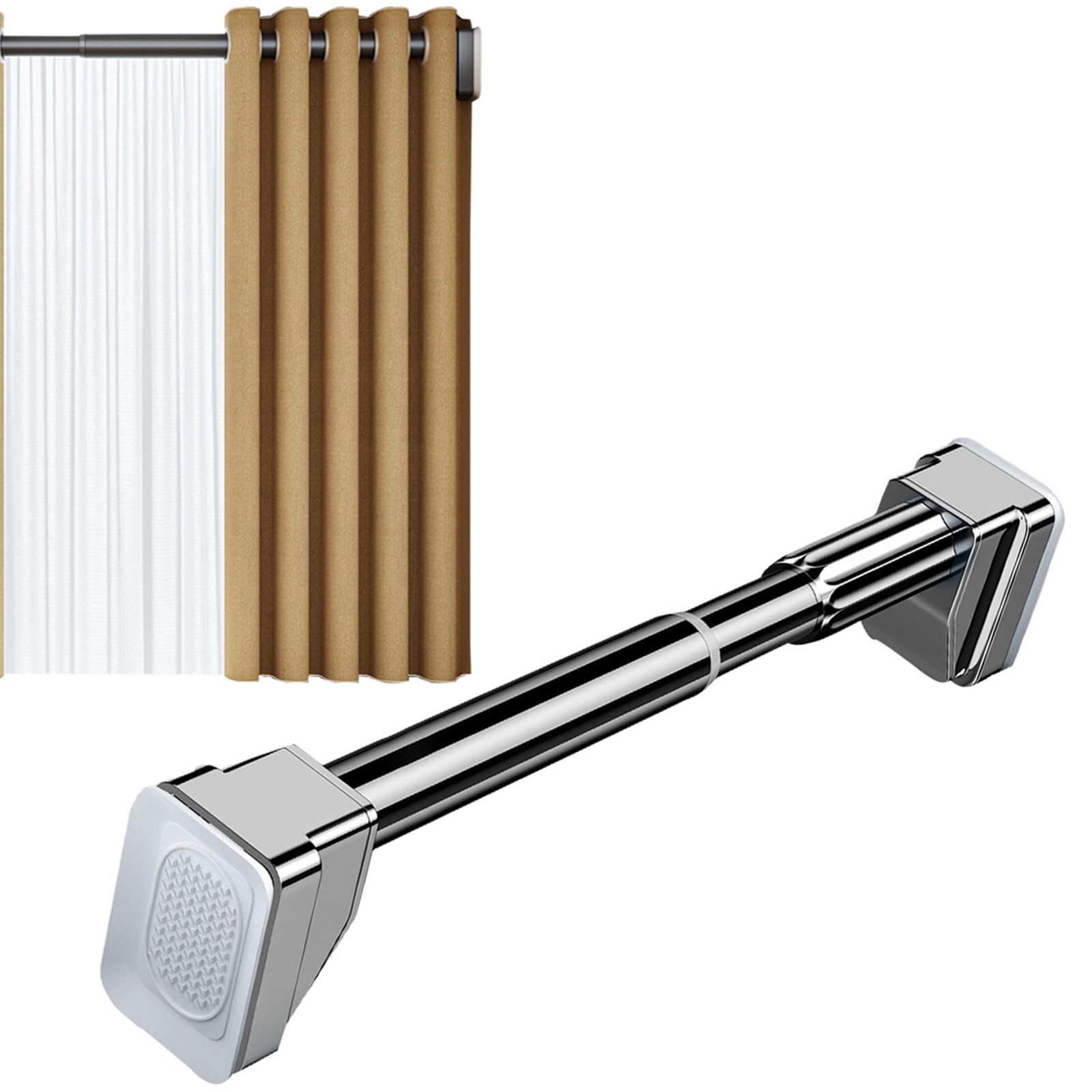 GLDYTVF Adjustable Curtain Rod No Drill Expandable Curtain Pole for Windows & Cabinets Flexible Stainless Steel Rod 160-250CM Easy Install Curtain Hanger