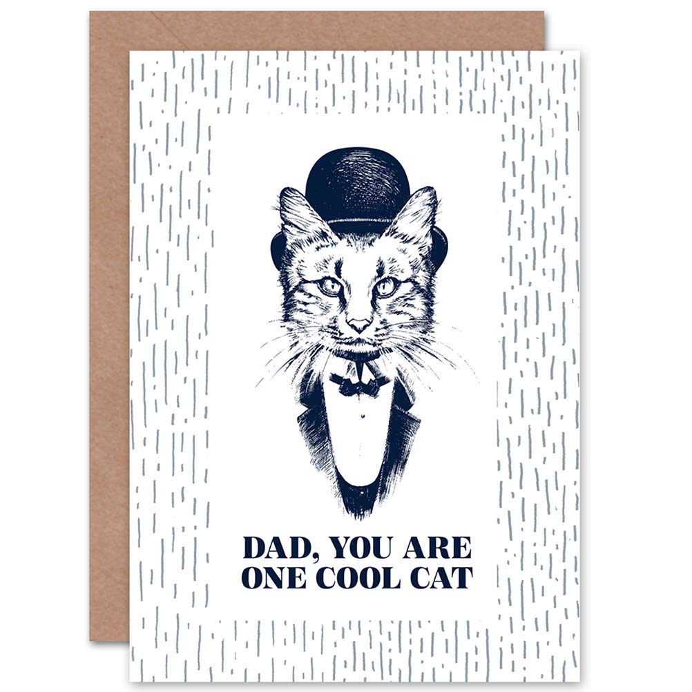 Wee Blue Coo Cool Cat Dad Fathers Day Sealed Greeting Card Plus Envelope Blank inside
