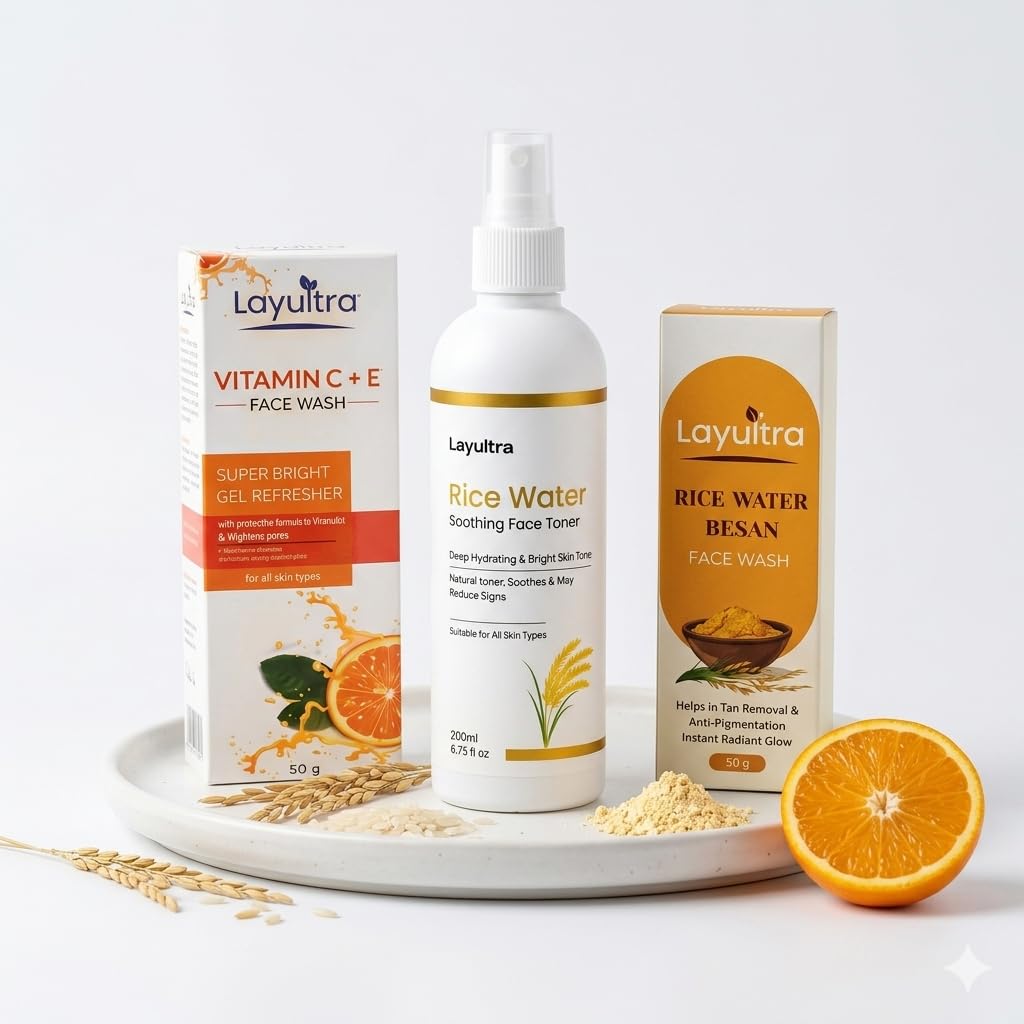 Glass Skin Care Combo Kit | Vitamin C + E Face Wash, Rice Water Besan Face Wash & Rice Water Toner for Bright, Clear & Healthy Skin-picture-31