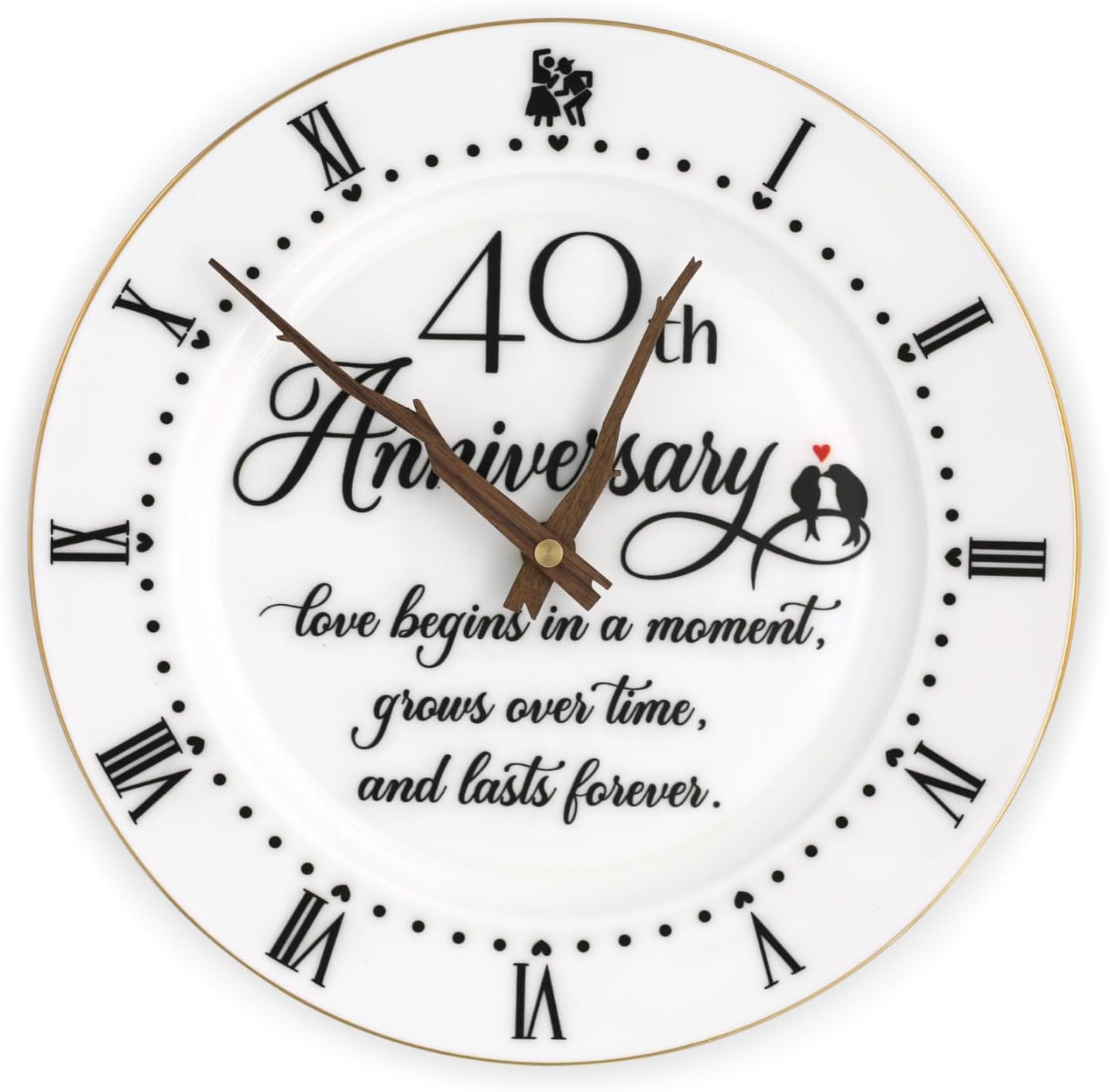 Treble Bee 20th Anniversary Ceramic Clock, Elegant Clock Gifts for Couple’s Wedding Anniversary, Unique Wall Decor Clocks for Kitchen Living Room