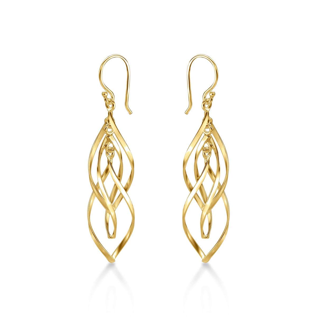 Diamond Treats Orecchini Pendenti in Argento Sterling 925 per Donna e Ragazza, Orecchini Lunghi Donna a Spirale in Oro o Argento, Orecchini Donna Argento 925 con Confezione Regalo