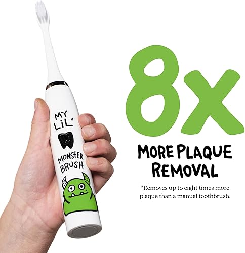 Miniatura 2 de Made by Dentists Cepillo de dientes eléctrico para niños, cepillo de dientes vibratorio recargable con temporizador, incluye 6 cabezales de