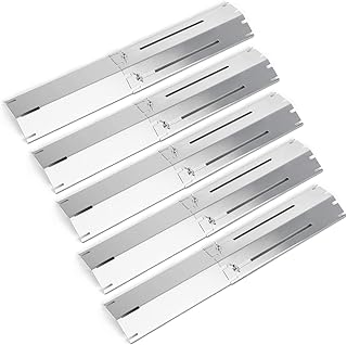 Hisencn Universal Replacement Heavy Duty Adjustable Stainless Steel Heat Plate, Heat Tent, Flavorizer Bar, Burner Cover, Flame Tamer for Brinkmann Gas Grill, Extends from 11.75" up to 21" L,5 Pack