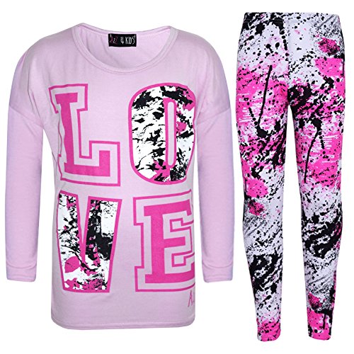 Image of A2Z 4 Kids Girls Love Crop Top T-Shirt And Splash Fashion Leggings Girls Pants Kids Outfit Sets Age 5-14 Years