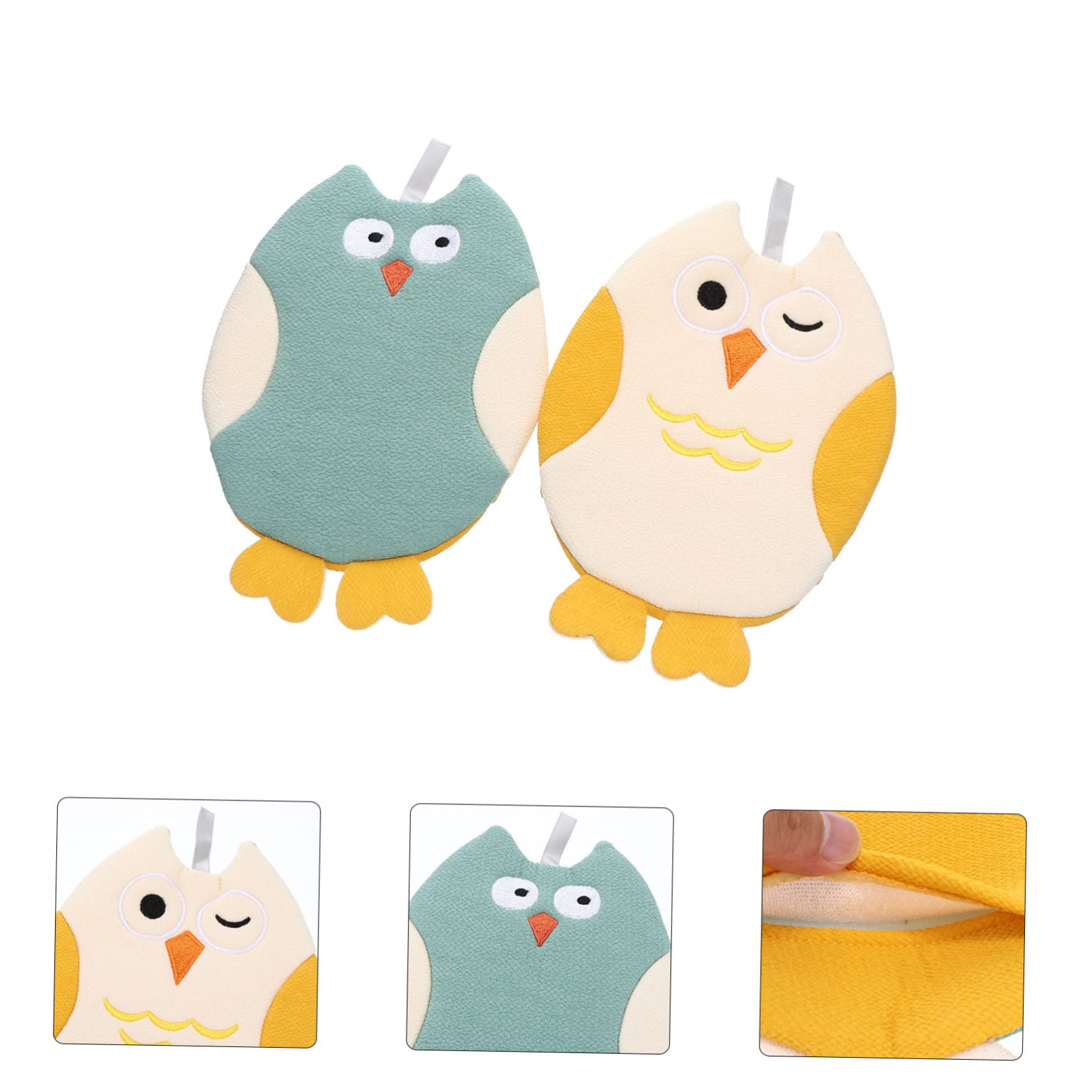 Healvian 10pièces De Bain Éponge Pour Garçon Fille Serviettes De Cartoon Owl Owl Douceur Et Confort Pour Bain Des Bébés