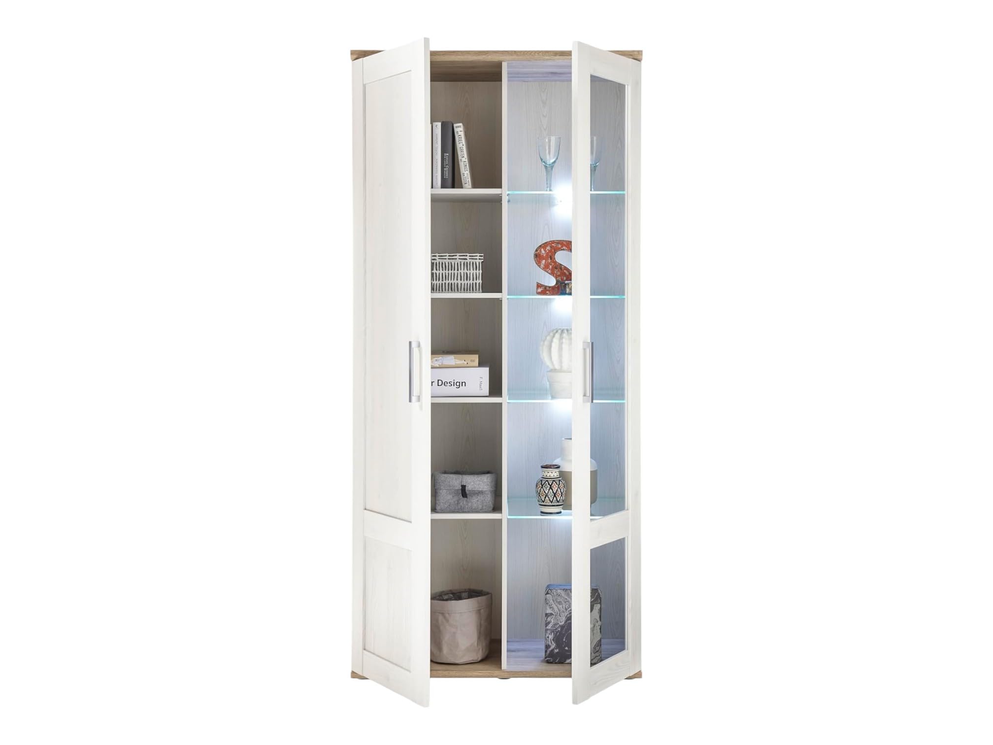 moebel-dich-auf Wohnwand Elegance in Sibiu-Lärche Nb. im Landhausstil Anbauwand Wohnzimmerschrank TV-Lowboard Fernsehschrank inkl. LED-Beleuchtung mit Sideboard