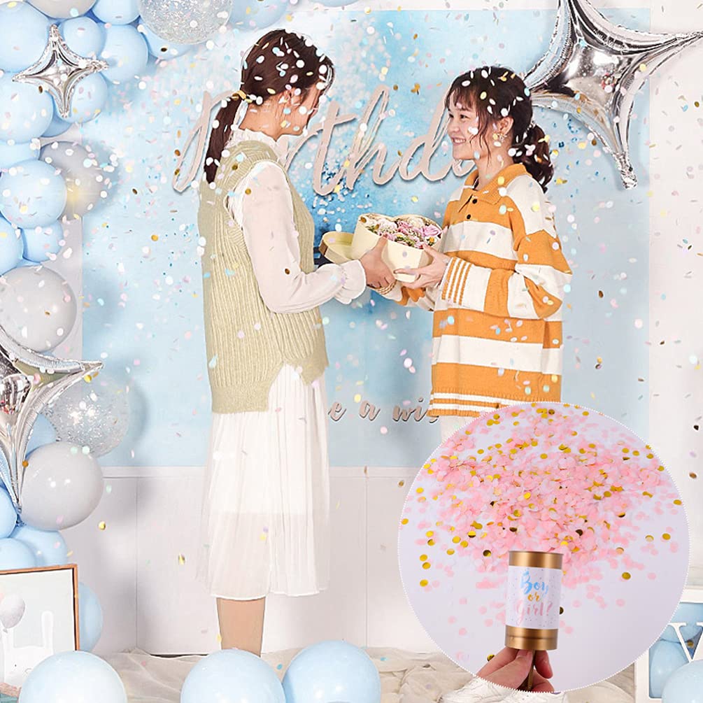 Toyvian 4PCS Pink Party Atmosphere Confetti Cannons, Boy or Girl Gender