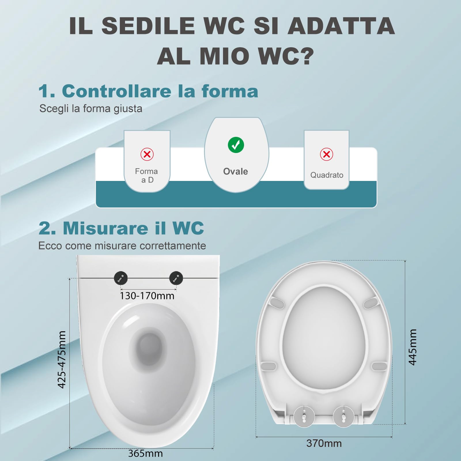 WC Ovale, Coperchio Water Bianco, Copriwater a Chiusura Rallentata, Copri WC Universale, Asse WC Facile da Montare, Coprivaso Famiglia